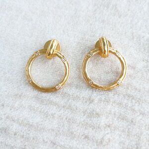 New Julie Vos 24K Gold Plate Hoop Earrings - Astor Doorknocker